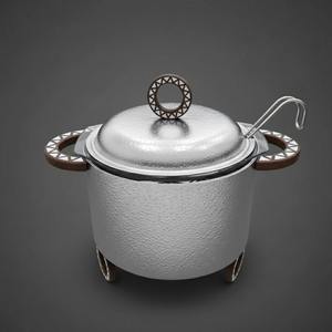 Luxury Arabic Round Chafing Dish Hammered Stainless Steel Soup Warmer Wooden <b>Ring</b> Handle Ramadan Buffet Server Single Unit - Product Image 2