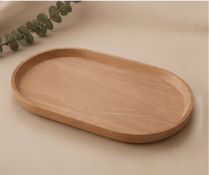 Premium Modern <b>Oval</b> Wooden Serving Tray Set with Acacia for Walnut Wood-Home Decor Party <b>Coffee</b> <b>Table</b> Platter - Product Image 2