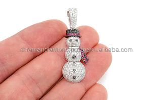 SHRAMAN JEWELS Colgante de hombre de nieve vintage de oro blanco de 10K con baño de rodio, moderno, con diamantes cultivados en laboratorio personalizados, dijes finos - Product Image 5