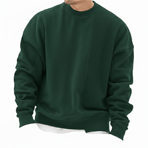 Men Premium Woven Sweatshirt Soft Touch Cotton <b>Blend</b> Fabric Regular Fit Crew Neck Solid Casual Autumn Streetwear Customizable - Product Image 4