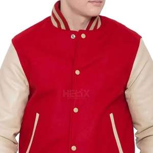 Chaquetas Varsity de Lana Roja con Mangas de Cuero para Exteriores, Chaquetas de Béisbol Bordadas con Logotipo Personalizado para Invierno - Product Image 6