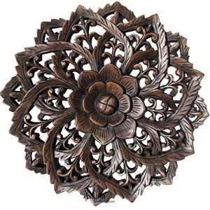 Sculpture de méditation en forme de fleur de lotus en bois de noyer artisanal - Vente en gros - Product Image 5