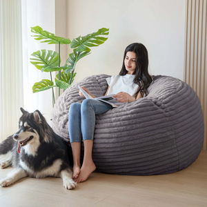 Oval Memory Foam Corduroy <b>BEAN</b> <b>BAG</b> Soft Comfort Living Room Bedroom RELAX CHAIR Modern Vietnam MD19 - Product Image 4