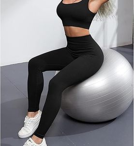 Ensembles de sport 4 pièces pour femmes, leggings côtelés, vêtements de yoga, tenues de sport assorties, ensembles de sport pour la gym et le pilates - Product Image 5