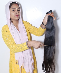Extensions de cheveux humains 100% naturels, Remy indiens bruts, alignés, Super Double Drawn, cuticules intactes, mèches longues et lisses - Product Image 3