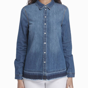 Chemises en jean stretch pour femmes, qualité supérieure, style vintage, manches longues boutonnées, été, coton biologique respirant et écologique - Product Image 5