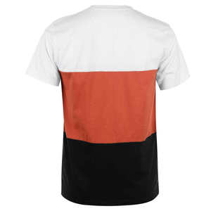 T-shirt pour homme à manches courtes, col rond, coupe classique, design uni en tricot, blanc et orange, style décontracté. - Product Image 2