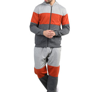 Conjunto Deportivo para Hombre con Bloques de Color, Sudadera con Capucha y Cremallera Completa, Pantalones, Transpirable, Informal, para Otoño, Corte Regular, Poliéster y Algodón - Product Image 1