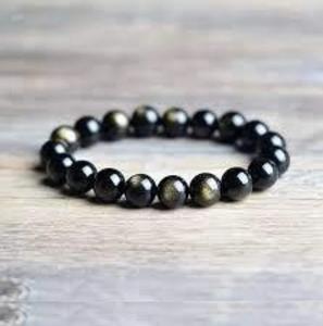 Natural Golden <b>Obsidian</b> <b>Bracelet</b> Black <b>Obsidian</b> Beaded <b>Bracelet</b> For Healing Reiki Energy Jewelry Wholesale 8mm - Product Image 2
