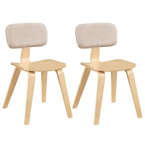 Set di 2 Sedie da Pranzo Imbottite in Velluto Naturale Beige, Design Morbido e Imbottito, per Proprietari di Ristoranti - Product Image 1