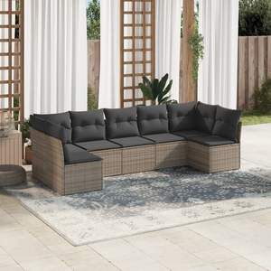 Conjunto de Sofás de Jardín de Mimbre Sintético Gris Modular Grande para Exteriores, Diseño de Varias Piezas de Calidad Premium para Comodidad y Estilo - Product Image 1