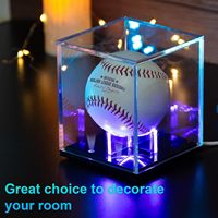 Étui en acrylique transparent pour ballon de baseball, personnalisé en usine, avec protection UV et éclairage LED, pour les passionnés et les collectionneurs de baseball