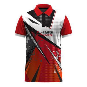 เสื้อกีฬาพิมพ์ลายแบบคอปกพับได้ตามสั่ง ผลิตจากวัสดุโพลีเอสเตอร์ 100% - Product Image 1