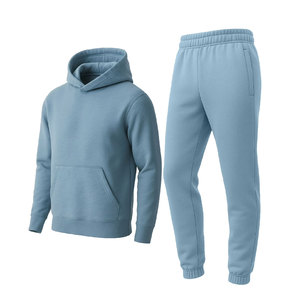 Ensemble de sweat-shirts à capuche rouges pour hommes, en polaire, coupe classique, couleur unie, vêtements d'automne - Product Image 3
