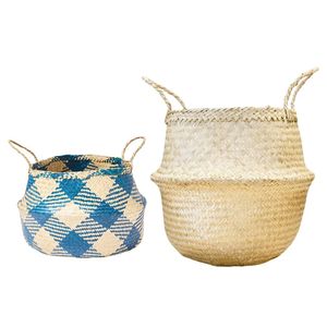 Decorative Handmade SEAGRASS BELLY <b>BASKETS</b> with Handles Rustic Woven Storage <b>Basket</b> Home Decor <b>Basket</b> - Product Image 1