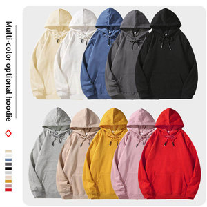 Sudadera con Capucha Naranja para Hombre, Corte Regular, Color Sólido, Informal, con Bolsillo Delantero, Tejido de Algodón, para Otoño - Product Image 5