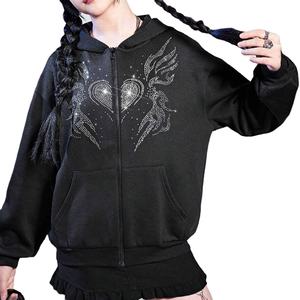 Alta calidad de los hombres de algodón Terry Oversize Pullover Hoodie invierno Casual Wear Rhinestone detalle francés bordado al por mayor - Product Image 3