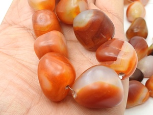 Orange Chalcedony Tumble Nugget-Smooth Matte Polished-Third Party Certified-For Making Jewelry-10Inches 15To25MM Long <b>Stone</b> - Product Image 2