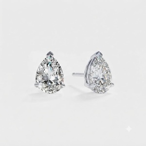 Classic IGI Certified VVS2 Minimalist 2CT Pear Diamond Lab Created Diamond 18K White Gold Solitaire Stud <b>Earrings</b> <b>Fine</b> Jewelry - Product Image 5