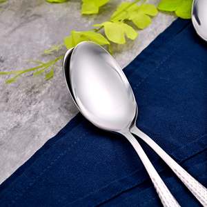 Majestic <b>Set</b> of 2 <b>Silver</b> Stainless Steel Spoons with Long Handle for Serving Dinner <b>Tea</b> More! - Product Image 4