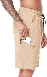 กางเกงขาสั้นคาร์โก้สำหรับผู้ชาย มีกระเป๋าซิป เอวยางยืด แห้งเร็ว สำหรับกิจกรรมกลางแจ้ง ท่องเที่ยว ฤดูร้อน ตกปลา - Product Image 3