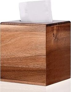 Boîte à mouchoirs en bois, style Wabi Sabi fait main, design rectangulaire, finition naturelle - Product Image 5