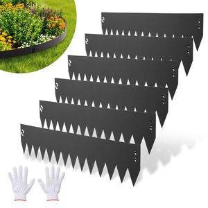 Bordatura per Giardino in Acciaio Zincato, Confezione da 6, 40 x 6 Pollici, con 6 Clip di Montaggio, Metallo Pieghevole per Paesaggistica e Terrazze - Product Image 1