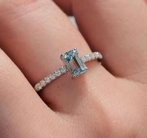 แหวนทองคำขาว 18K ประดับพลอยซานต้ามาเรีย ทำด้วยมือ งานฝีมือชั้นสูง เหมาะสำหรับเป็นของขวัญหมั้นหรือแต่งงาน สำหรับผู้หญิง สวยสง่า - Product Image 4