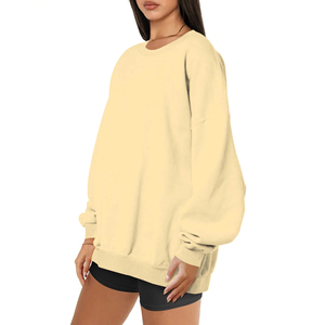Women Oversized Solid Color Drop-Shoulder Sweatshirt Long Sleeve O-Neck Knitted Cotton Breathable Winter Wear - Product Image 4