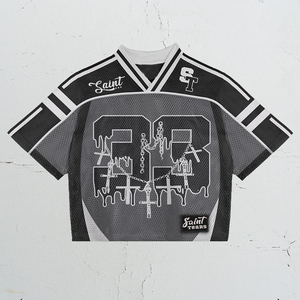 Maillot de football américain unisexe personnalisé avec logo de marque, style streetwear rugby, coupe ample, impression par sublimation, design en maille - Product Image 1