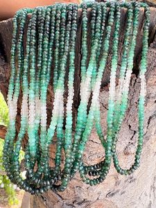 Cuentas de piedra verde facetadas de 3-4.5mm con efecto ombré para la fabricación de joyería - Product Image 2