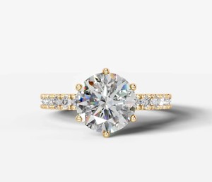 Anillo de Moissanita de Corte Redondo, Plata de Ley 925, Chapado en Oro Amarillo, Anillo de Compromiso Solitario, Joyería Fina para Novia - Product Image 1