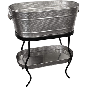 Star Galvanized Beverage Tub with 2-Tier Wrought Iron Stand & Rope Handles Metal Ice Bucket <b>Drink</b> <b>Cooler</b> for Weddings Party - Product Image 3