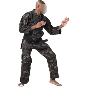 Uniforme d'arts martiaux 100% coton, tenue d'entraînement traditionnelle chinoise de karaté, short extensible à col en V - Product Image 2