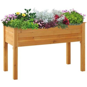 Jardinière rectangulaire surélevée en bois massif faite à la main pour légumes et fleurs – Bac de jardinage extérieur - Product Image 4