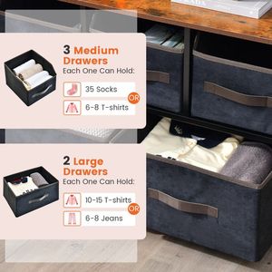 Cassettiera a 5 cassetti per soggiorno e camera da letto con contenitori in tessuto - Product Image 4