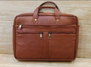 Genuine Leather <b>Laptop</b> Briefcase Large Capacity Waterproof Eco-Friendly Brown <b>Laptop</b> <b>Protector</b> Shockproof Travel Bag - Product Image 5