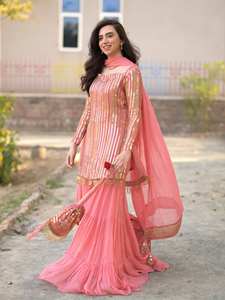 Conjunto de traje Palazzo tradicional, completamente cosido, listo para usar, top, pantalón Palazzo y dupatta, diseño elegante para mujer, colección para fiestas. - Product Image 3