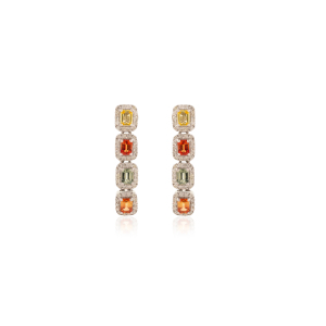 Best Selling High Quality Multi Sapphire Gemstone <b>Long</b> Dangle <b>Earrings</b> Unique Bridal Fine Jewelry For Women's - Product Image 1