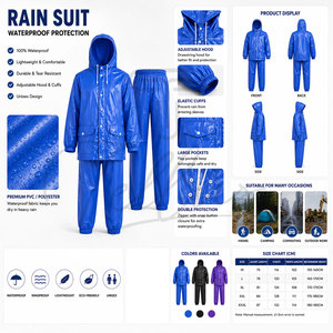 <b>Women</b>’s Waterproof Rain Suit Hooded Jacket and Pants Set <b>Women</b>’s Waterproof Rainwear Suit Jacket and <b>Trouser</b> Set - Product Image 6