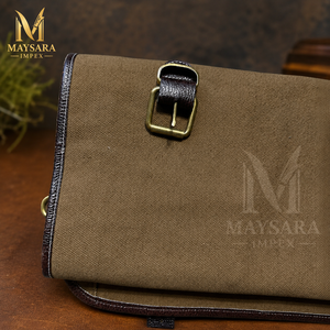 Maysara Impex OEM Wholesale 9 Pocket Brown Canvas Knife <b>Roll</b> <b>Bag</b> Heavy Duty Chef <b>Tool</b> Organizer with Leather Straps - Product Image 4
