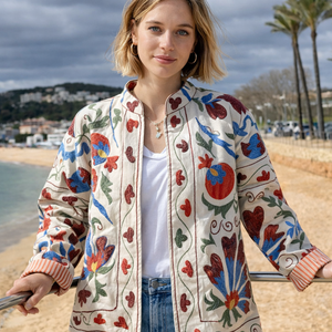 SUJANI <b>Quilted</b> Reversible Breathable Eco-Friendly 100% Cotton Bomber <b>Jacket</b> for Winter Autumn Spring - Product Image 1