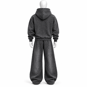 Survêtements pour hommes avec broderie de logo personnalisé, effet délavé, streetwear, coton de haute qualité, survêtements personnalisés à vendre - Product Image 2