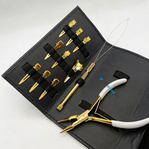 Professional Micro <b>Plier</b> Gold Plated Stainless Steel Hair Extension Tools <b>Plier</b> <b>Set</b> with Hair Section Clips ,Finger and Loop - Product Image 1