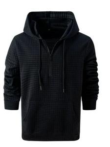High Quality 100% Cotton Fleece Quarter Zip Hoodie Winter Embroidered Men's Oversized Hoodies - Product Image 2