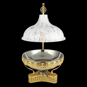 ถาดอุ่นอาหารเคลือบทองคำขาว/ทอง ดีไซน์ทันสมัย โดดเด่น สวยงาม พร้อมฝาปิด - Product Image 5