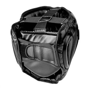 Protège-tête de boxe en cuir PU noir avec barre faciale, équipement de protection pour adultes, usage sportif unisexe - Product Image 3