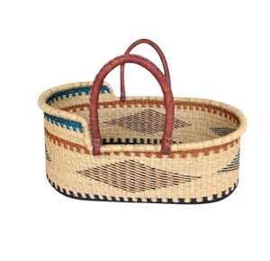 Supply modern leather strap bohemian geometric high <b>wall</b> seagrass changing <b>basket</b> with rattan changing kid <b>basket</b> features - Product Image 4