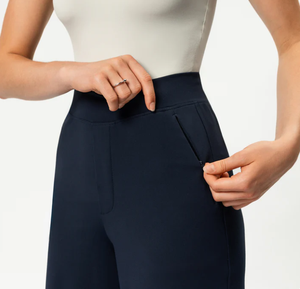 Pantalones de cintura media para mujer, estilo urbano, de secado rápido, corte holgado, pierna ancha, largo hasta la pantorrilla, fabricante de ropa personalizada, suministro al por mayor - Product Image 6