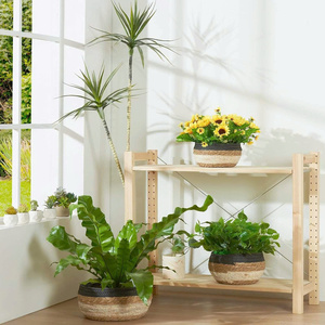 High Quality Eco Friendly Handwoven Water Hyacinth Plant <b>Pot</b> Stripe 2 color Best Selling for Garden or Indoor & Outdoor Decor - Product Image 3